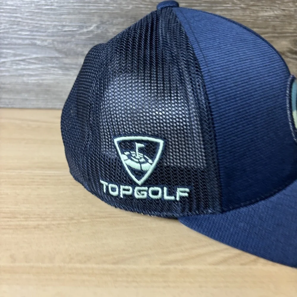 Topgolf Hat Cap Snap Back Trucker Mesh Blue Black Clover Live Lucky Mens Golf